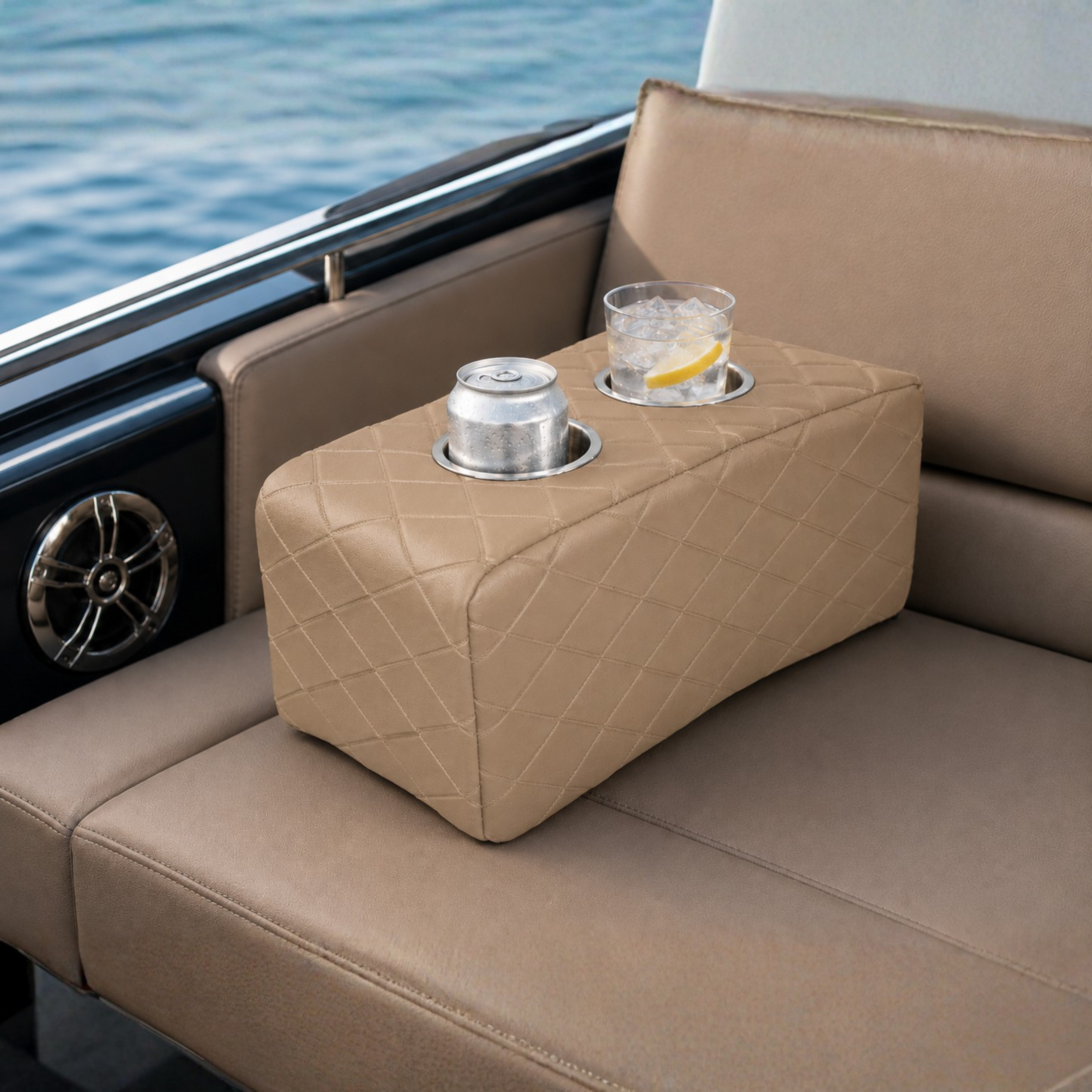 Armsteun Kussens met twee RVS Bekerhouders - Luxe