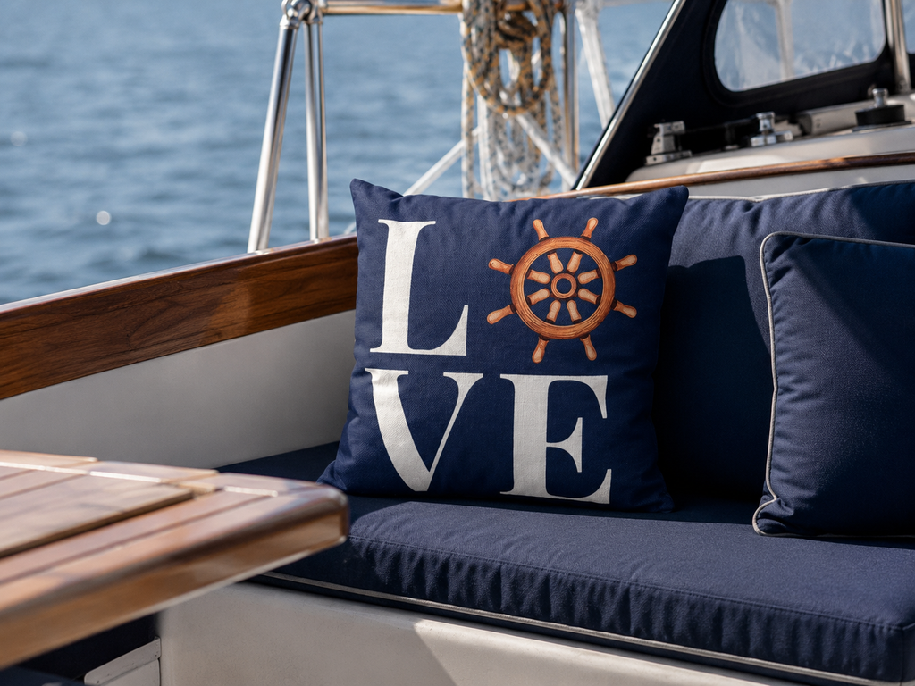 Bootkussen Love Blauw – 40x40 cm - 'Love'