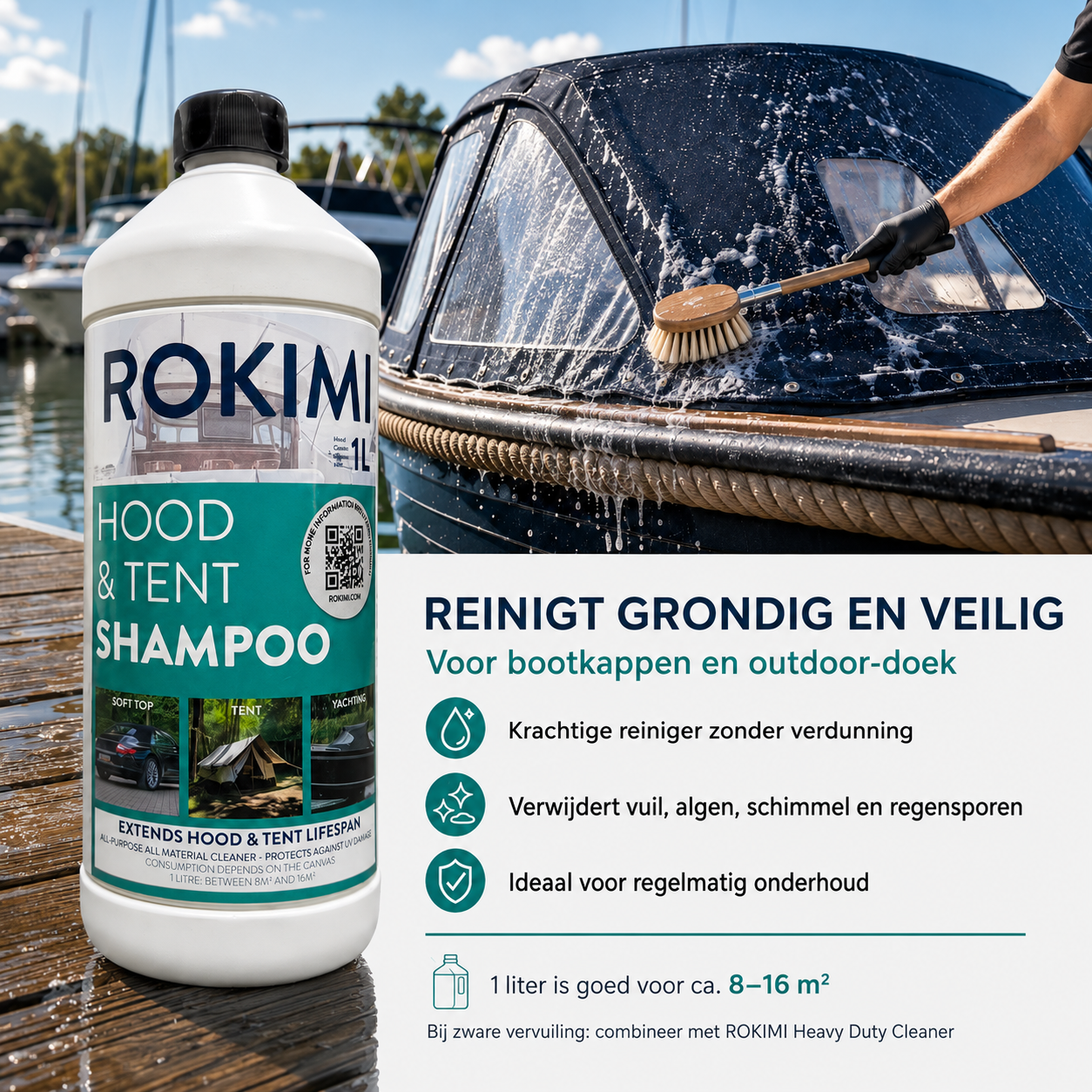 ROKIMI Hood & Tent Shampoo 1L – Reiniger voor Bootkap, Tentdoek & Cabriodak
