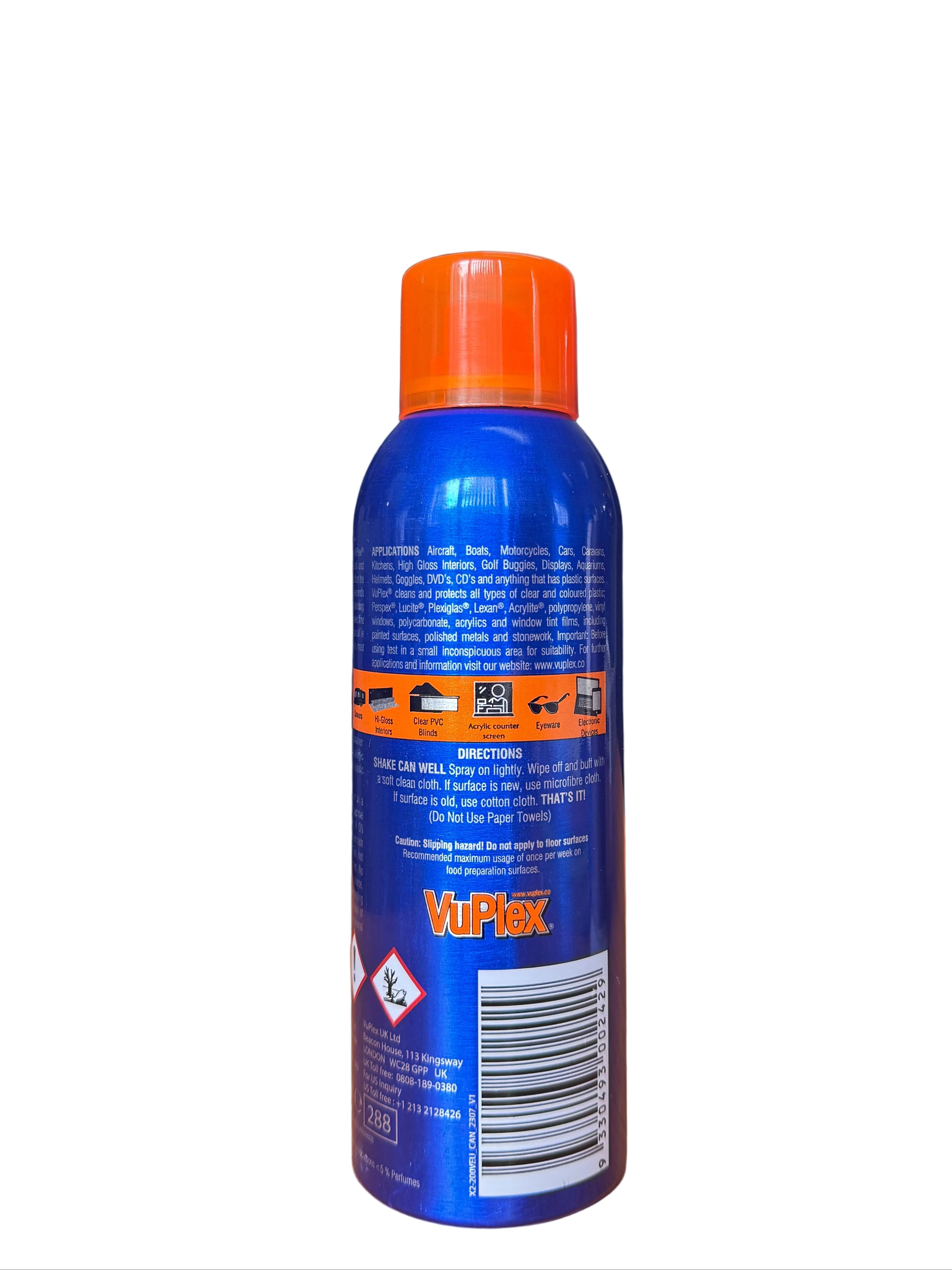 VuPlex Plastic Cleaner & Anti-Static Polish 235 ml – Reiniger en Polish voor Bootramen, Plexiglas & Kunststof