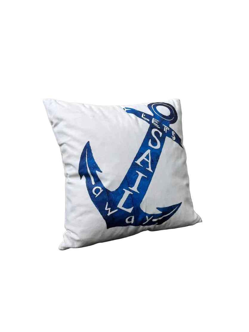 Bootkussen Anker Blauw – 40x40 cm - 'Lets Sail'