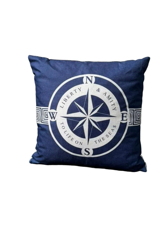 Bootkussen Kompas Blauw – 40x40 cm - 'Compass'