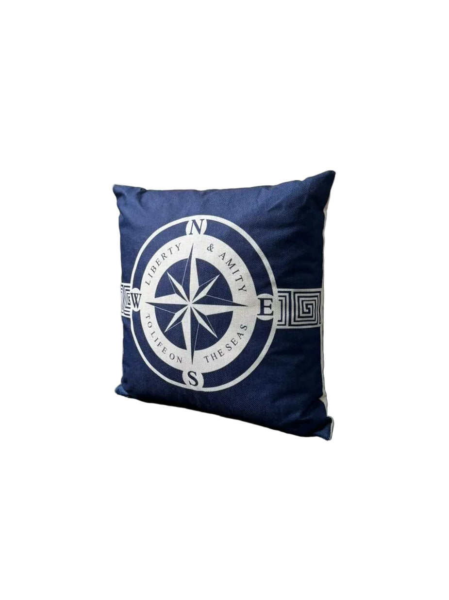 Bootkussen Kompas Blauw – 40x40 cm - 'Compass'