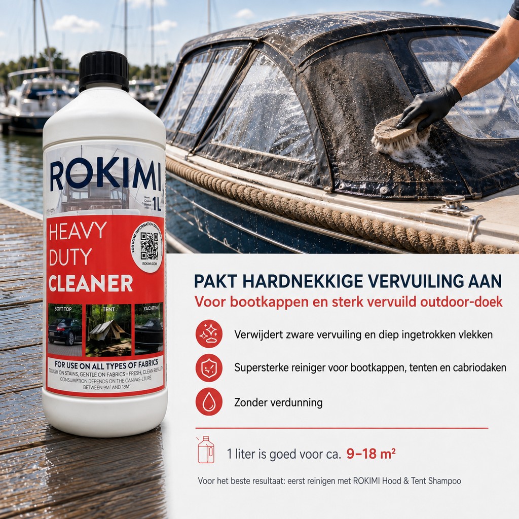 ROKIMI Heavy Duty Cleaner 1L – Krachtige Reiniger voor Bootkap, Tentdoek & Cabriodak