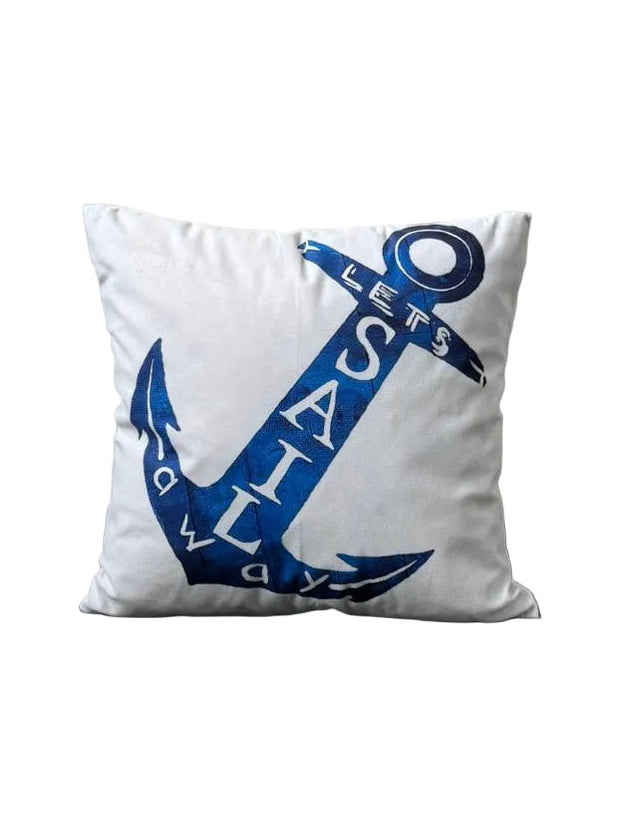 Bootkussen Anker Blauw – 40x40 cm - 'Lets Sail'